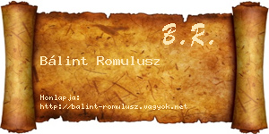 Bálint Romulusz névjegykártya